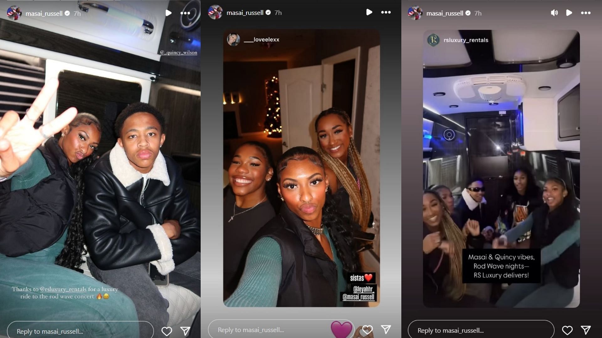 Stills from Russell's Instagram Stories